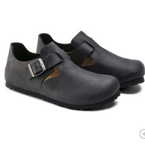 BIRKENSTOCK BLACK LONDON OILED LEATHER SHOES. NWT. SIZE 8.